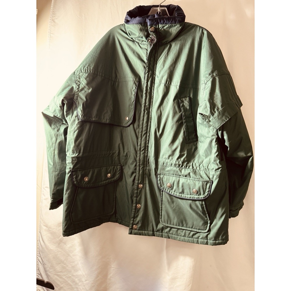 Vintage 90s State Line Tack XL Barn Coat Jacket Green Insulated Snap Front‎